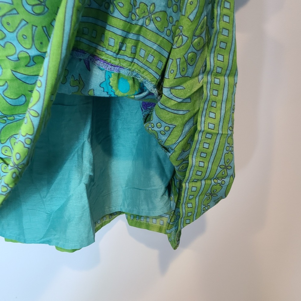 Natural Life Auguste Cotton Mini Dress Sz XL Green Boho Granola Gypsy Fairy - Picture 5 of 9